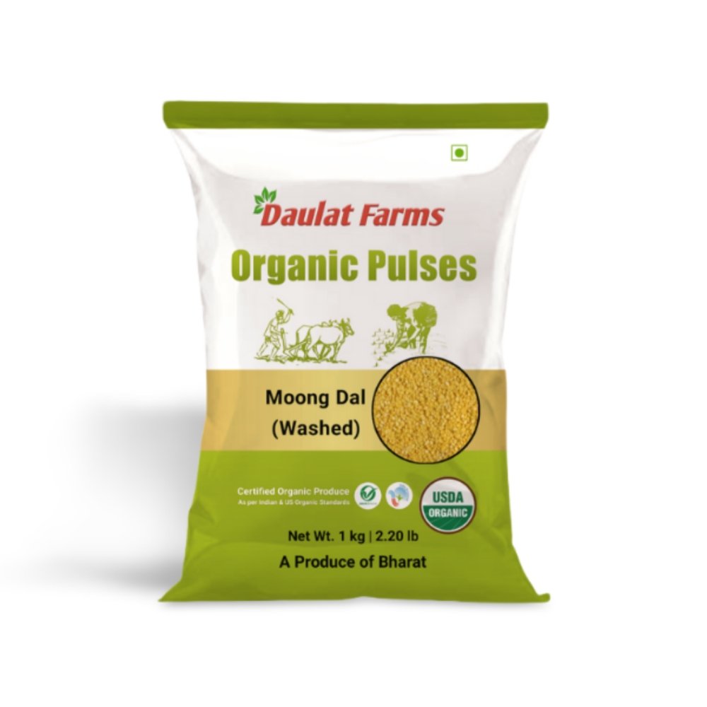 Daulat Farms Organic Unpolished Moong Dal Split 1 Kg | INDIA & USDA Organic Certified