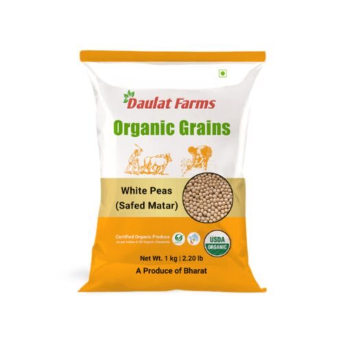 Daulat Farms Organic Safed Matar (White Peas) 1 Kg | INDIA & USDA Organic Certified